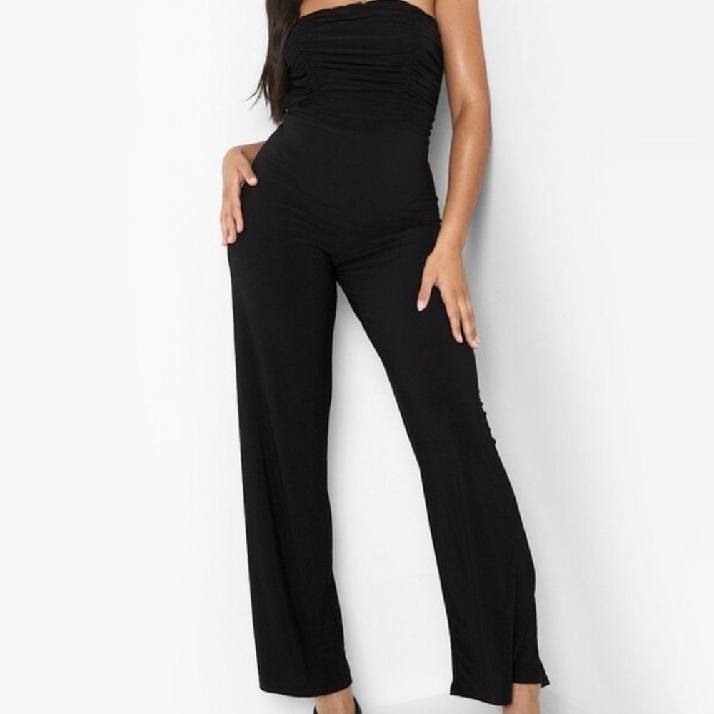 Black ruched jumpsuit